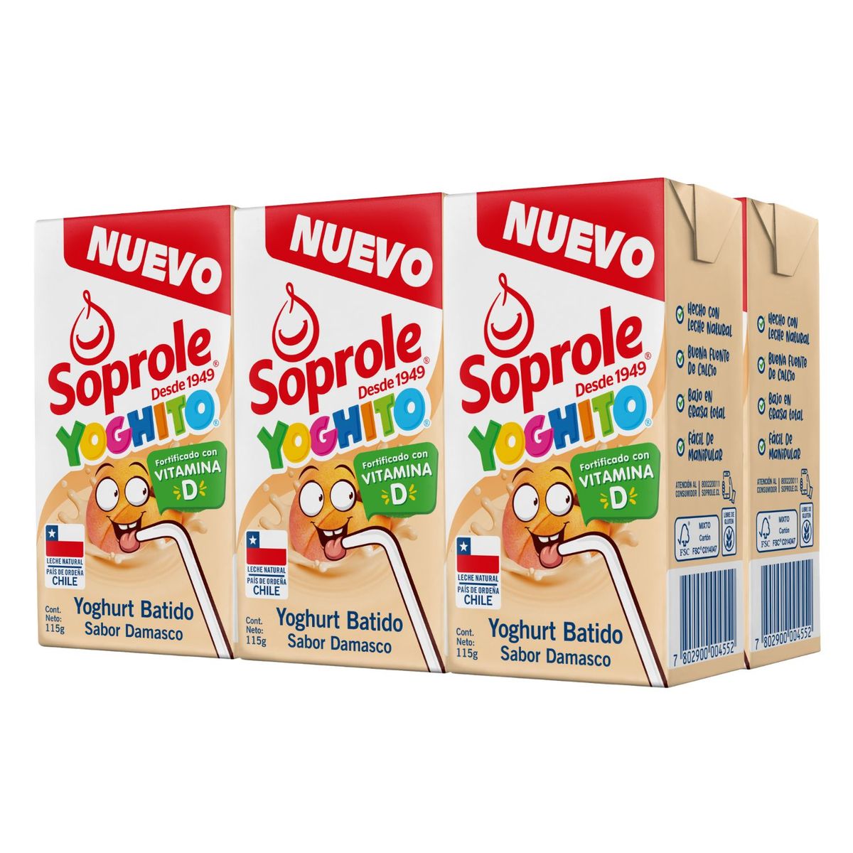 SOPROLE - Pack Yoghurt Yoghito Sabor Damasco Soprole 6 x 115 g