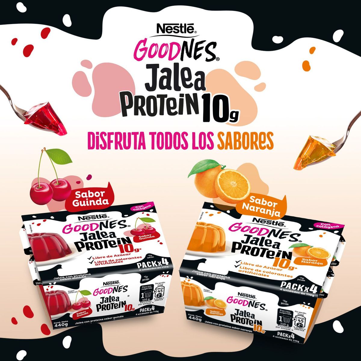 NESTLE - Pack Jalea Goodnes Proteín Sabor Guinda Nestle 4 x 110 g