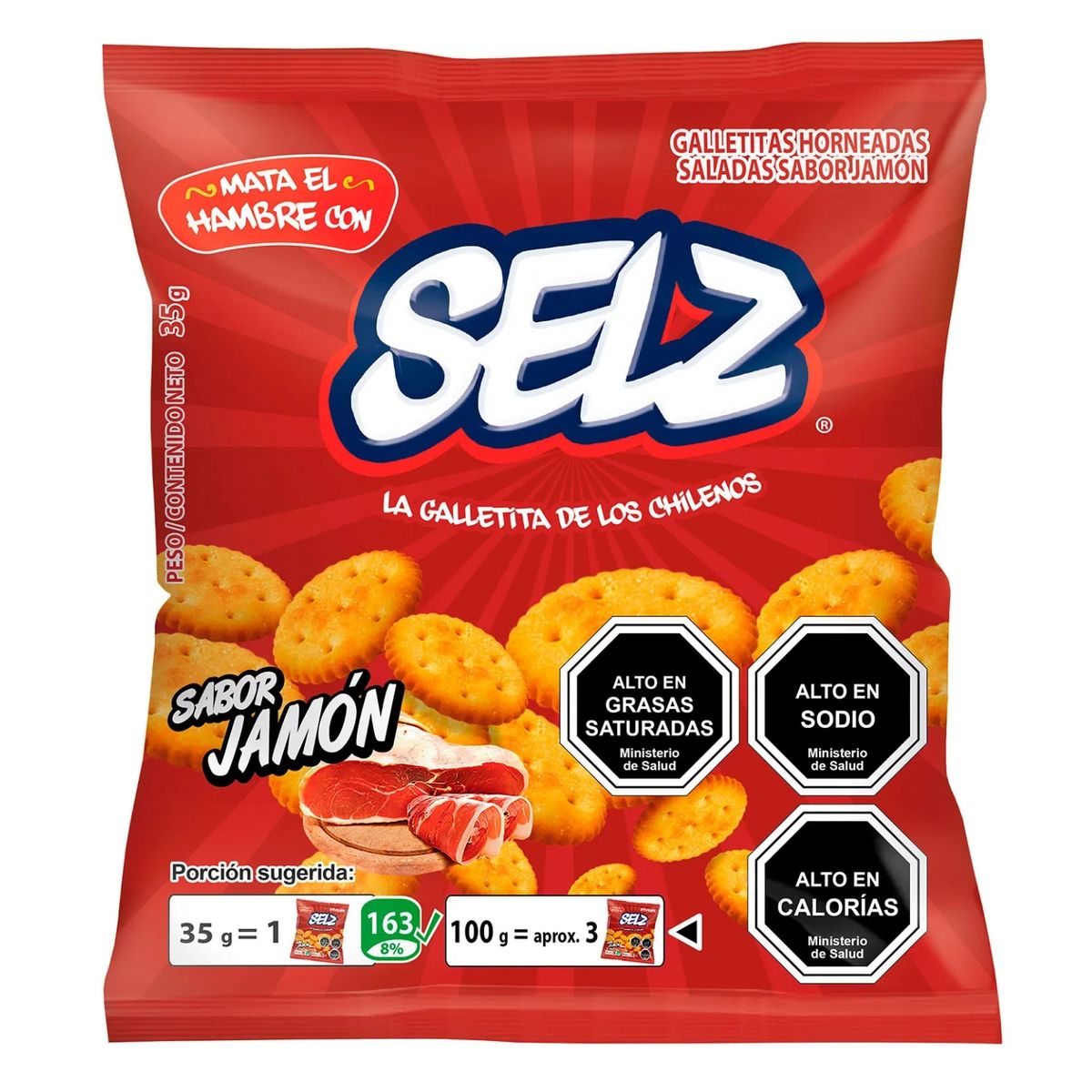 SELZ - Galletas Saladas Sabor Jamón Selz 35 g
