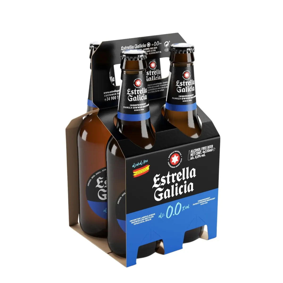 ESTRELLA GALICIA - Pack Cerveza Sin Alcohol Botella Estrella Galicia 4 x 330 ml