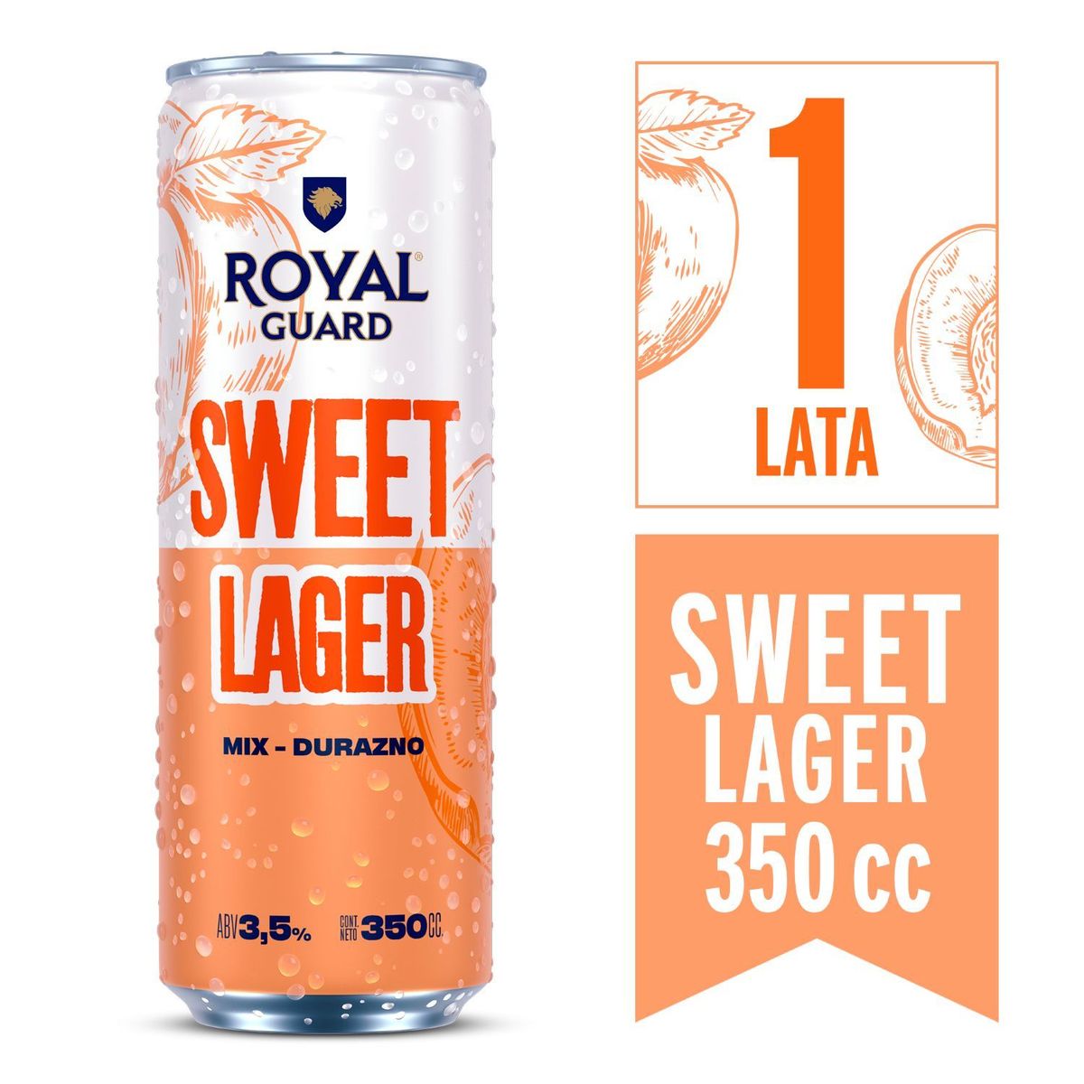 ROYAL GUARD - Cerveza Royal Guard Sweet Lager Mix Durazno Lata 3.5° 350 ml