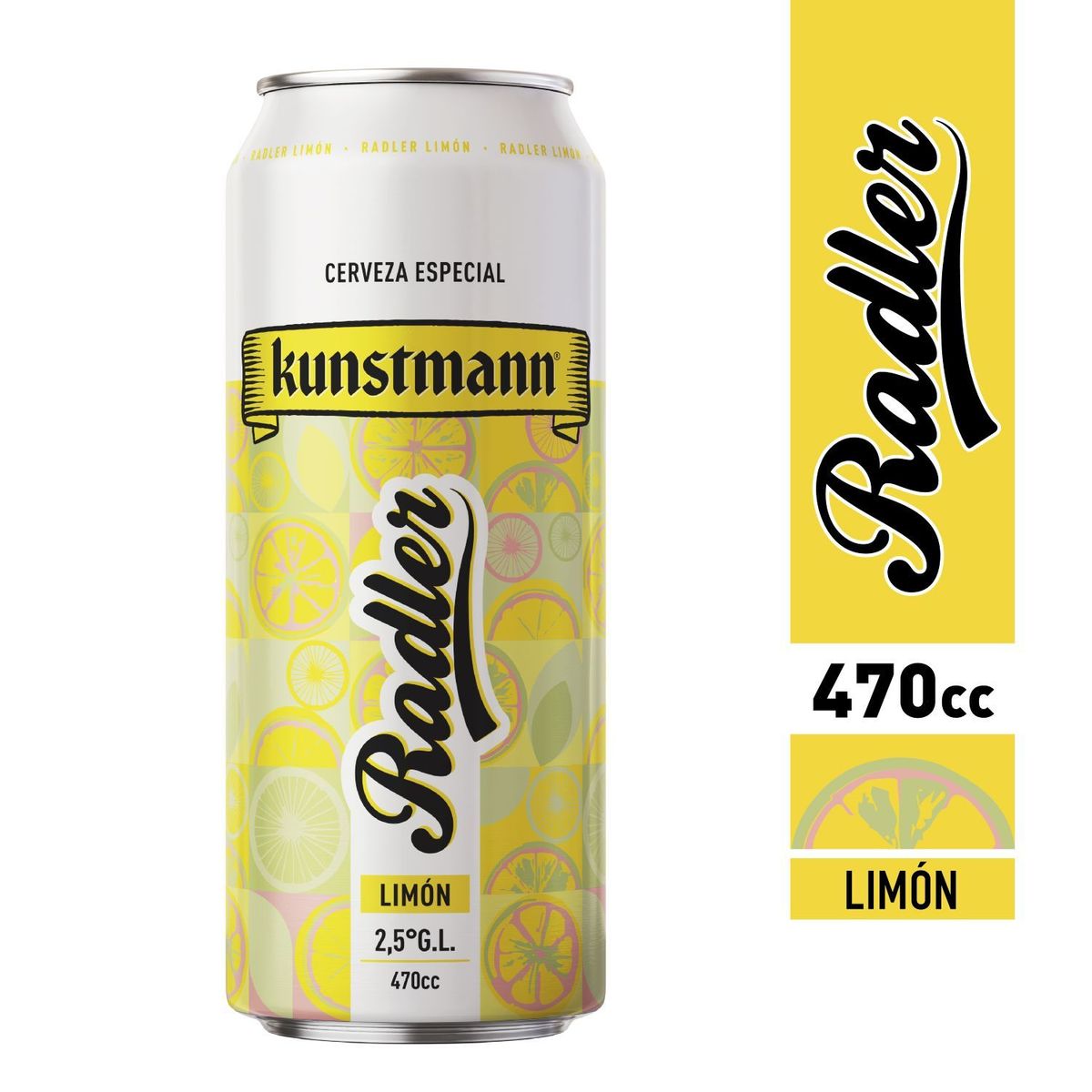 KUNSTMANN - Cerveza Radler Limón Lata Kunstmann 2.5° 470 ml