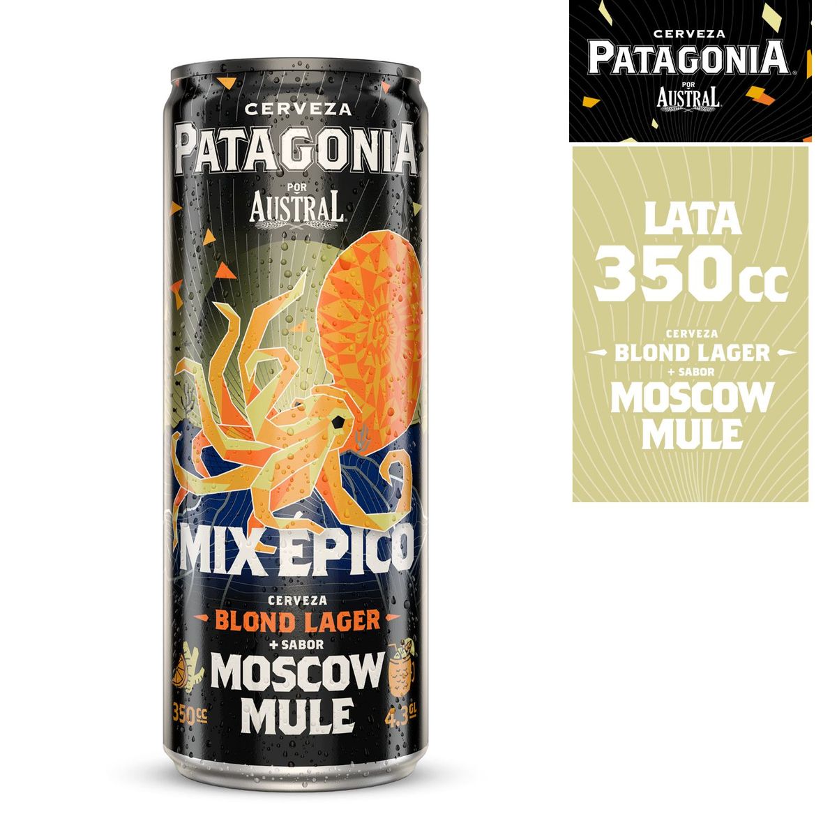 PATAGONIA - Cerveza Austral Patagonia Blond Lager Sabor Moscow Mule 4.3° 350 ml