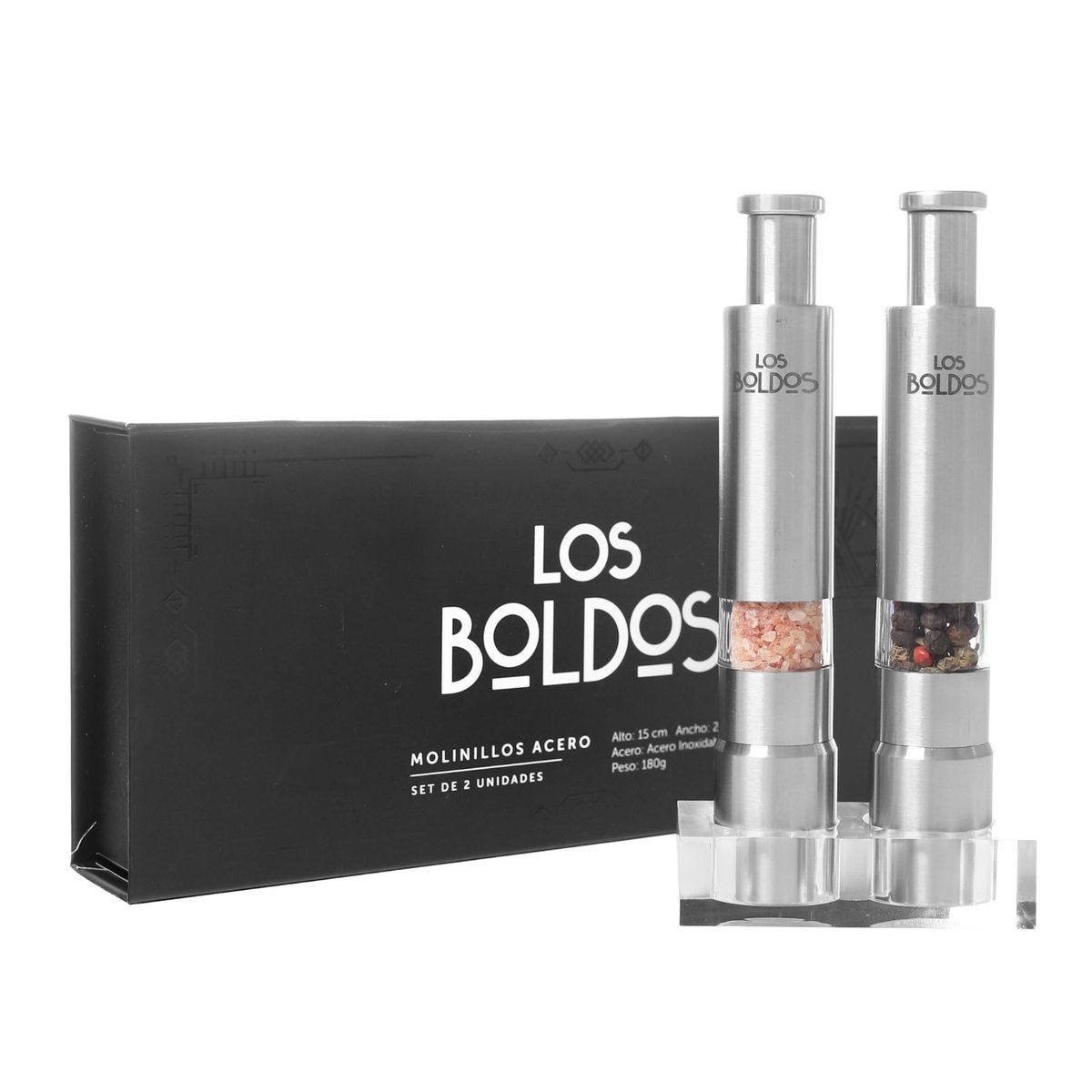 LOS BOLDOS - Pack Molinillos Sal de Himalaya y Mix Pimienta Los Boldos 180 g