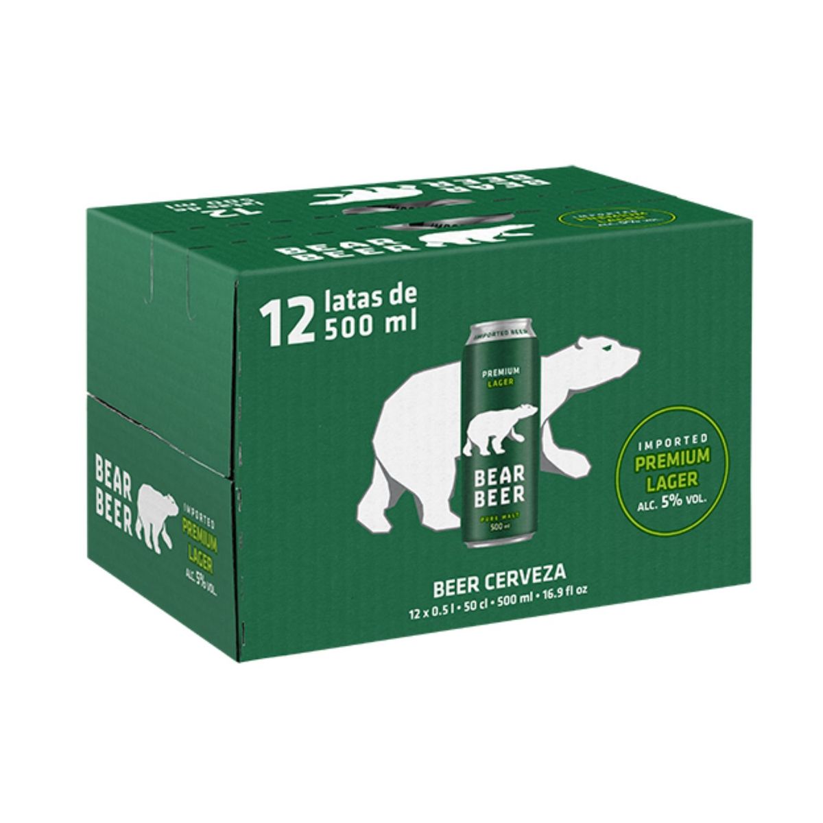 BEAR BEER - Pack Cerveza Lager Bear Beer Lata 5° 12 x 500 cc