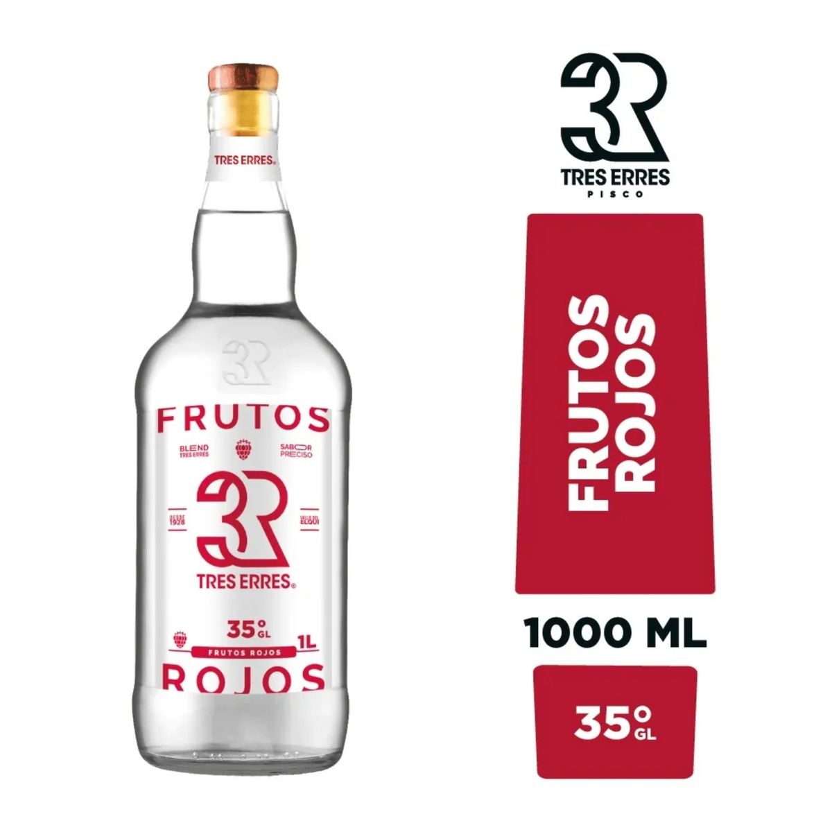 TRES ERRES - Pisco Tres Erres Sabor Frutos Rojos 35° 1 L