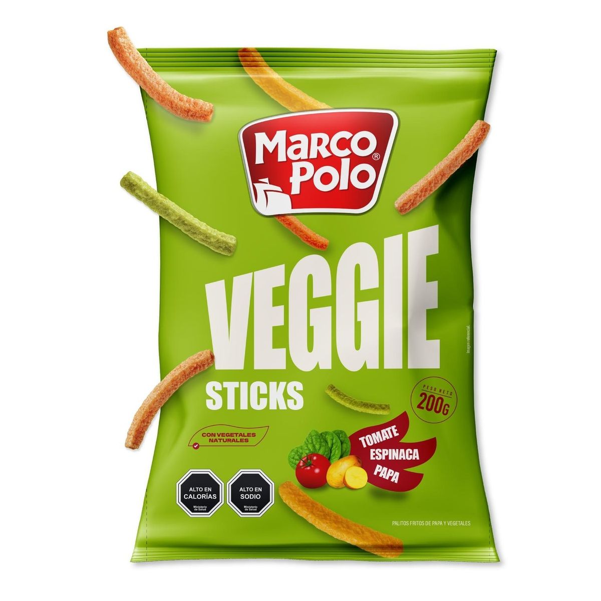 MARCO POLO - Snack Veggie Sticks Sabor Tomate, Albahaca y Papa Marco Polo 200 g