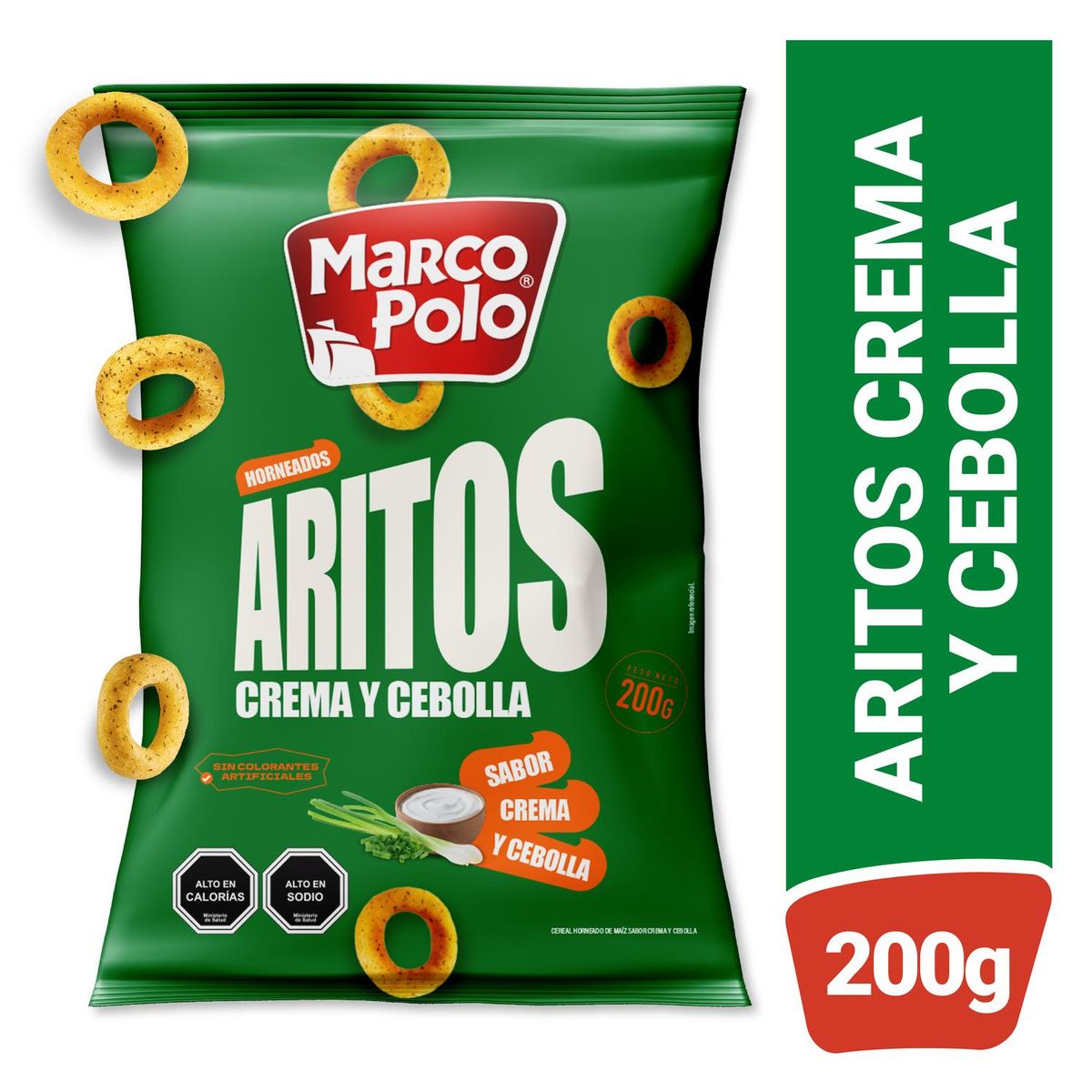 MARCO POLO - Snack Aritos Sabor Crema y Cebolla Marco Polo 200 g