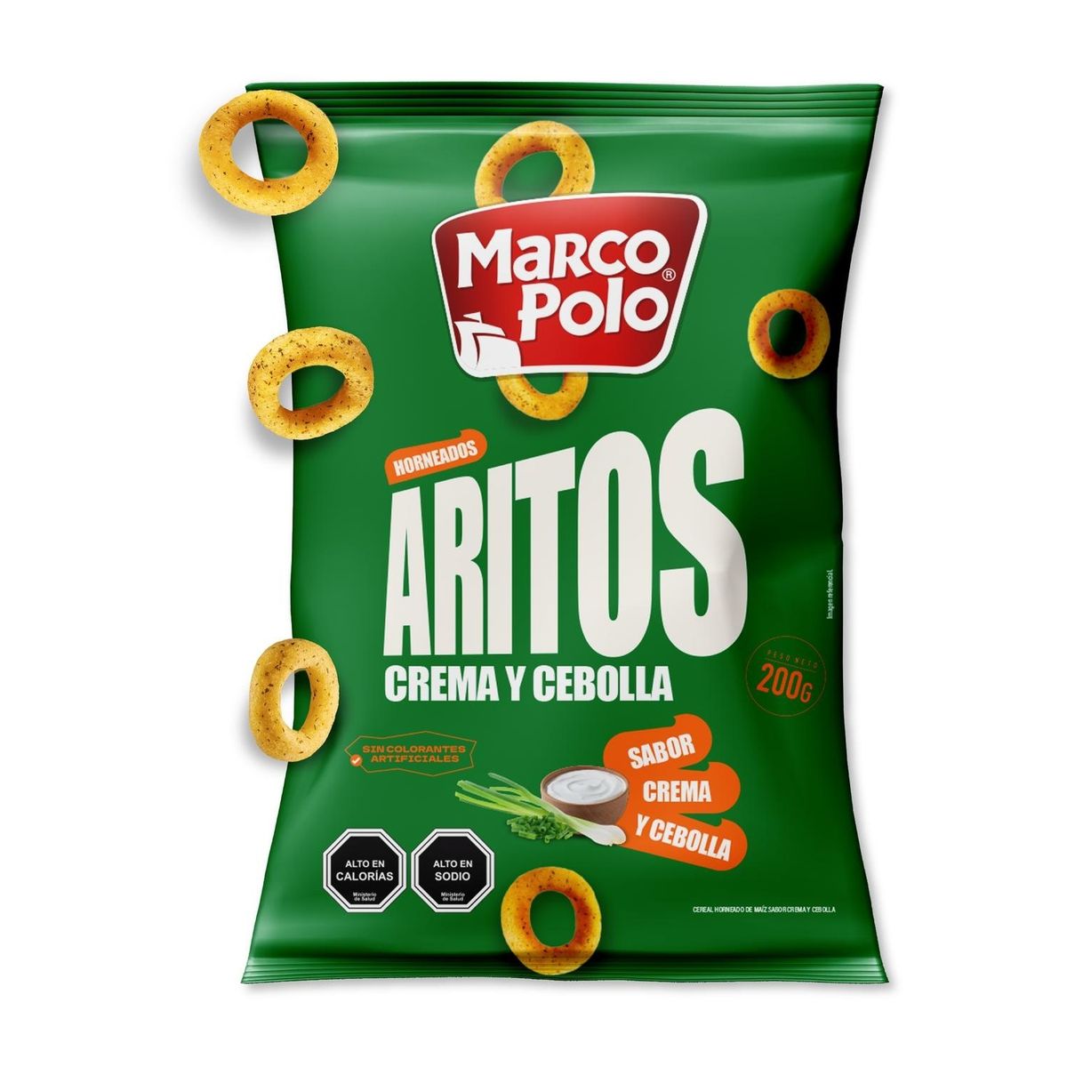 MARCO POLO - Snack Aritos Sabor Crema y Cebolla Marco Polo 200 g