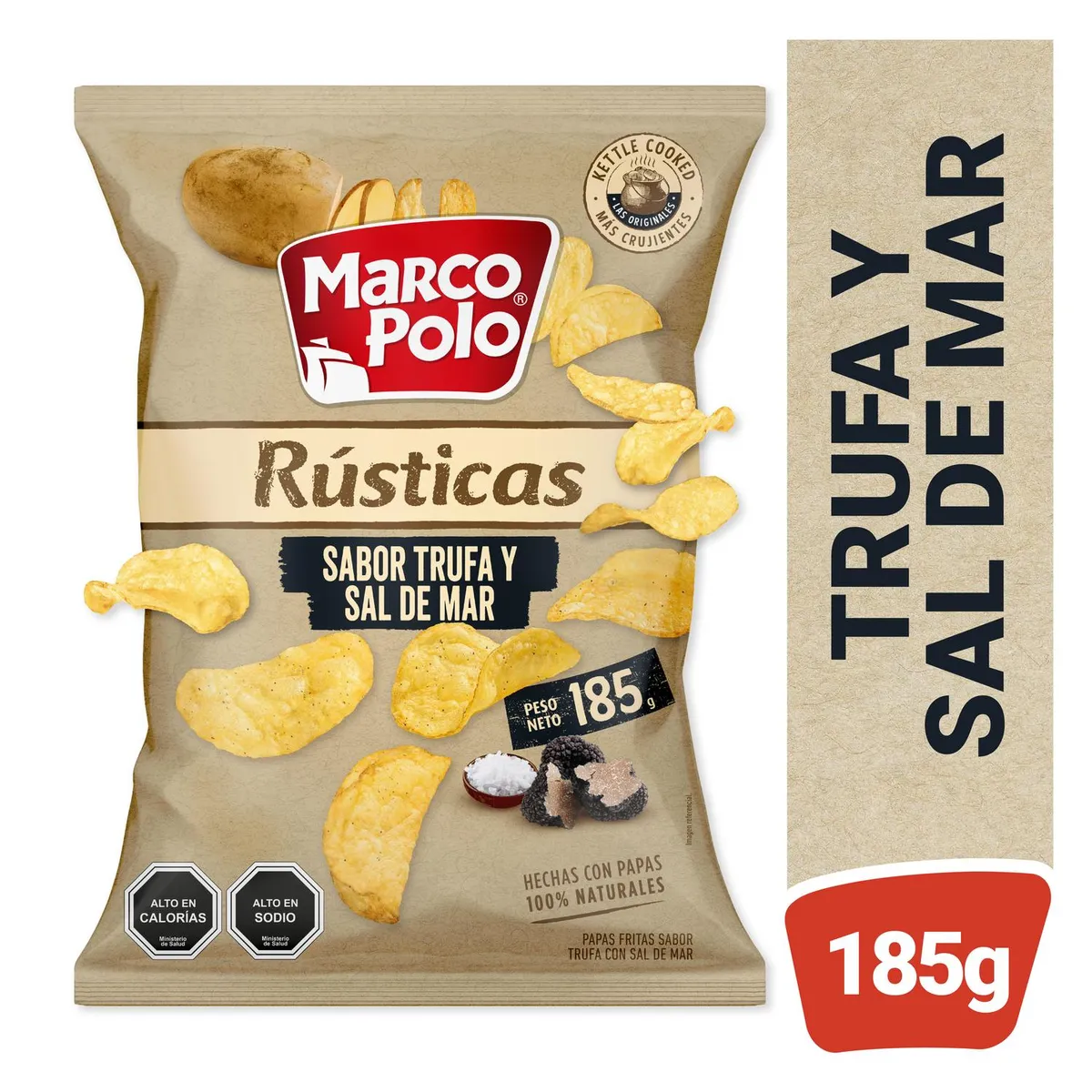 MARCO POLO - Papas Fritas Rústicas Sabor Trufa y Sal de Mar Marco Polo 185 g