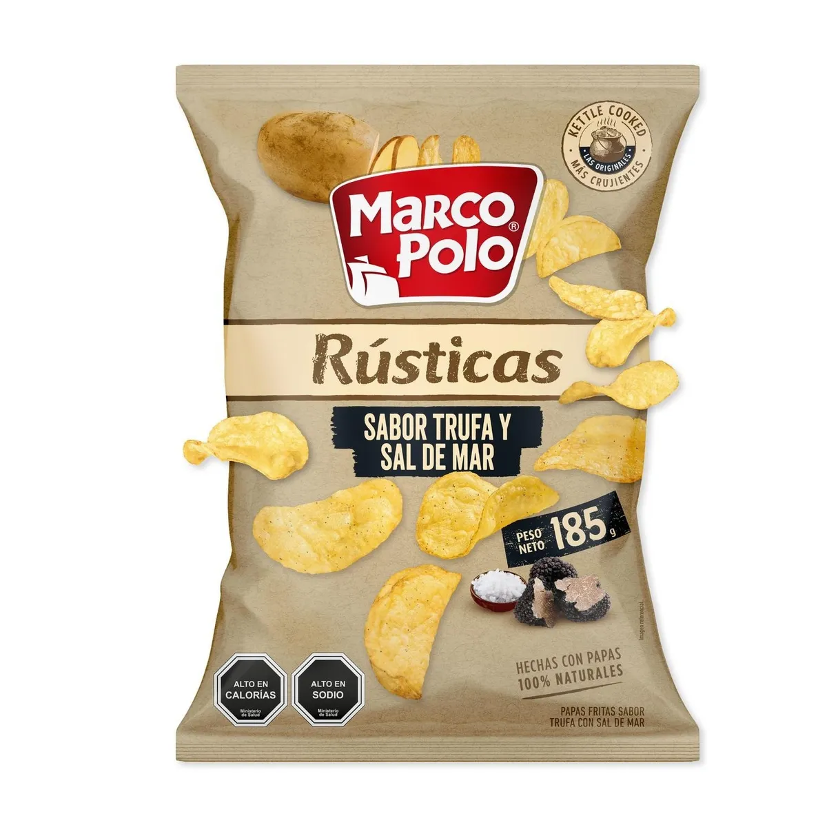 MARCO POLO - Papas Fritas Rústicas Sabor Trufa y Sal de Mar Marco Polo 185 g
