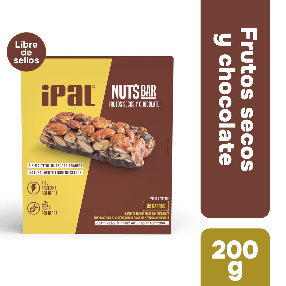 IPAL - Barras de Frutos Secos y Chocolate Ipal 5 x 40 g