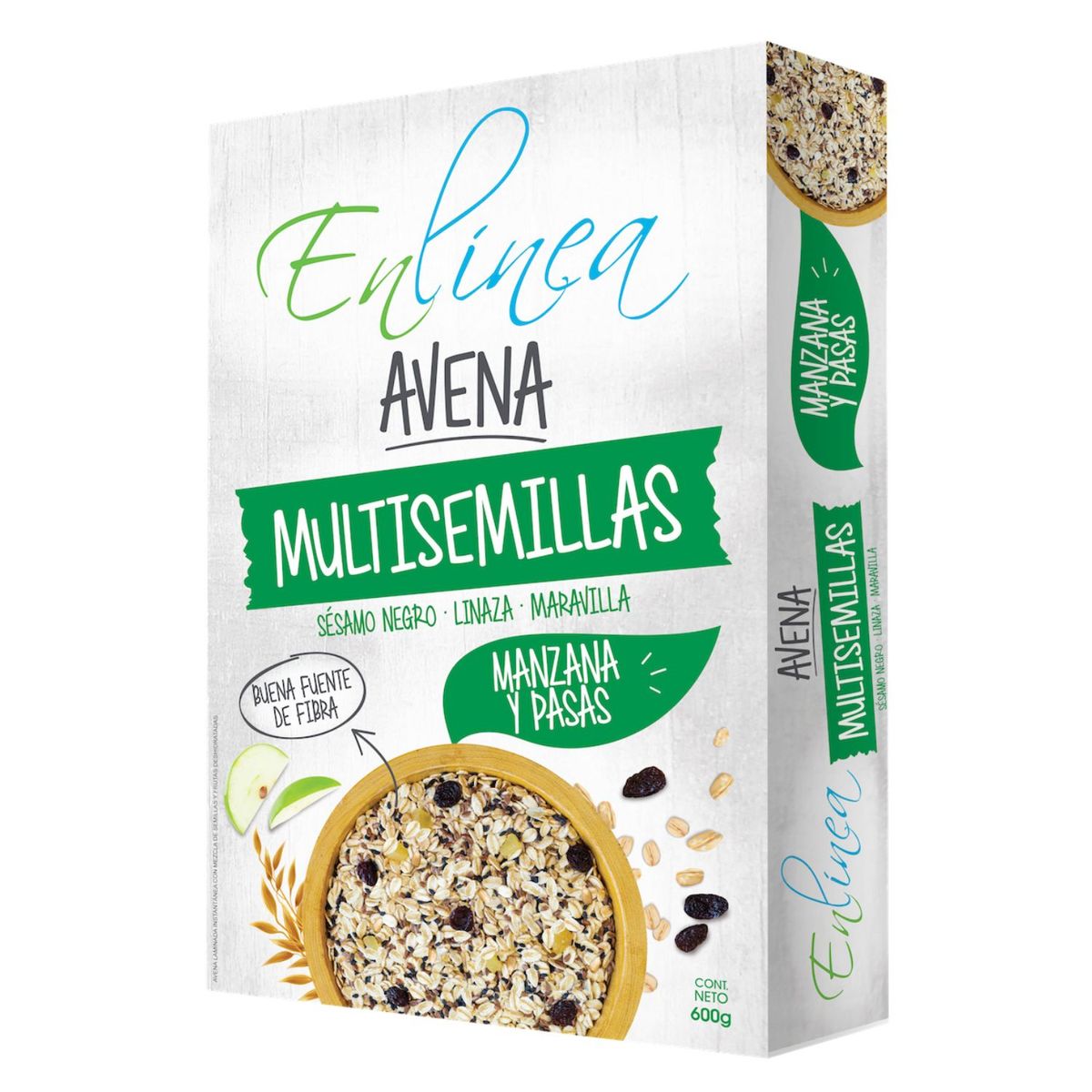 EN LINEA - Avena Multisemillas Manzana y Pasas Sin Azúcar En Linea 600 g