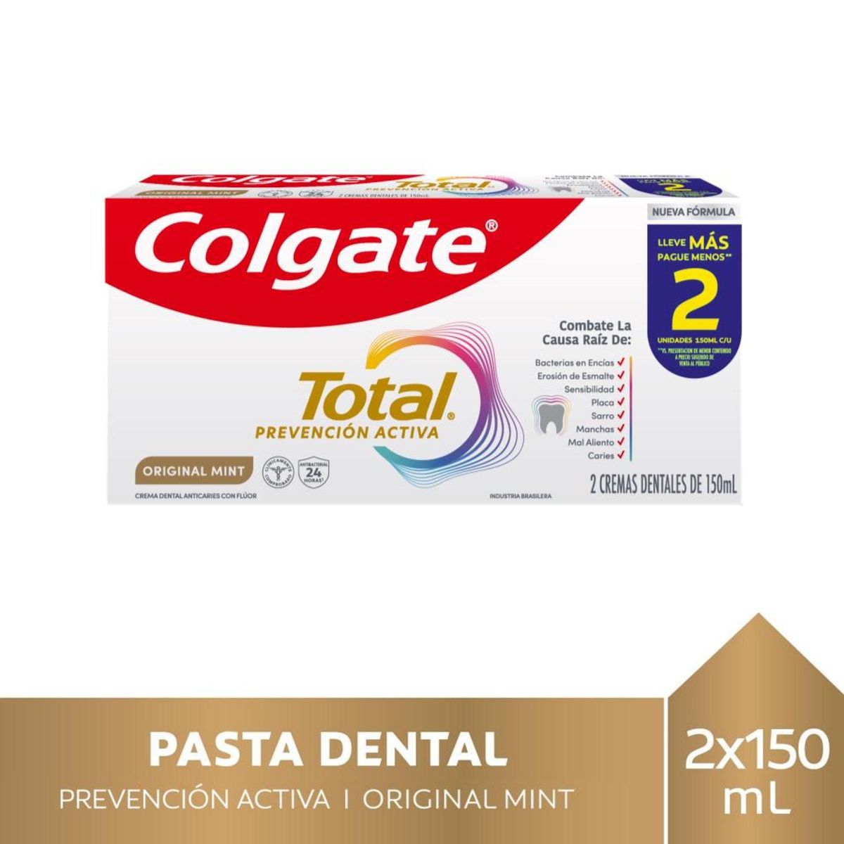 COLGATE - Pack Pasta Dental Colgate Total Original Mint 2x150 ml