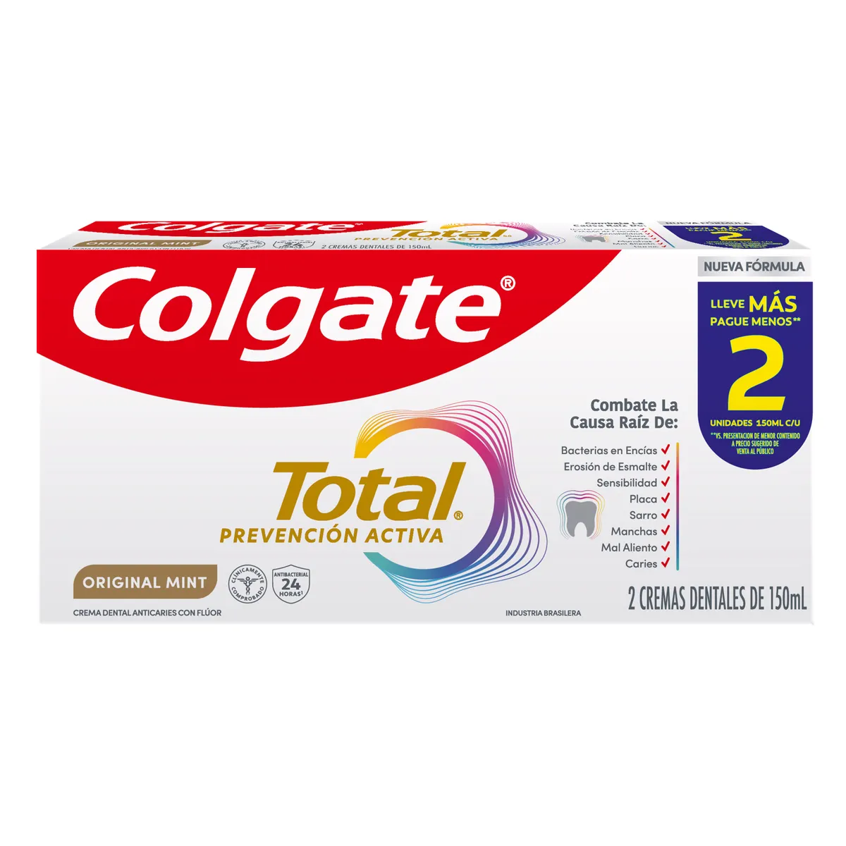 COLGATE - Pack Pasta Dental Colgate Total Original Mint 2x150 ml
