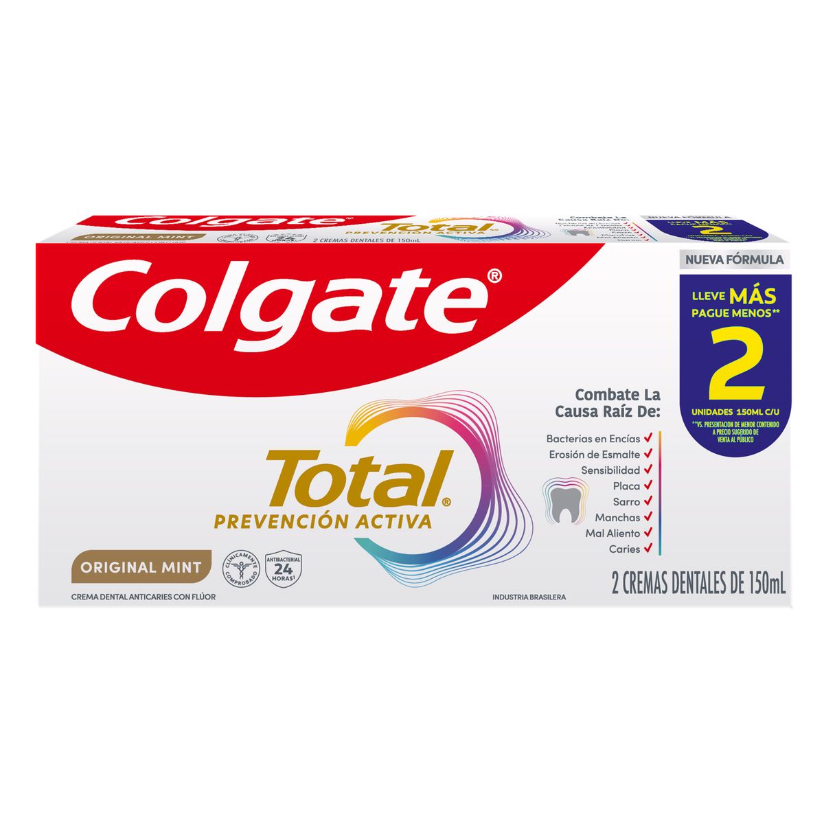 COLGATE - Pack Pasta Dental Colgate Total Original Mint 2x150 ml