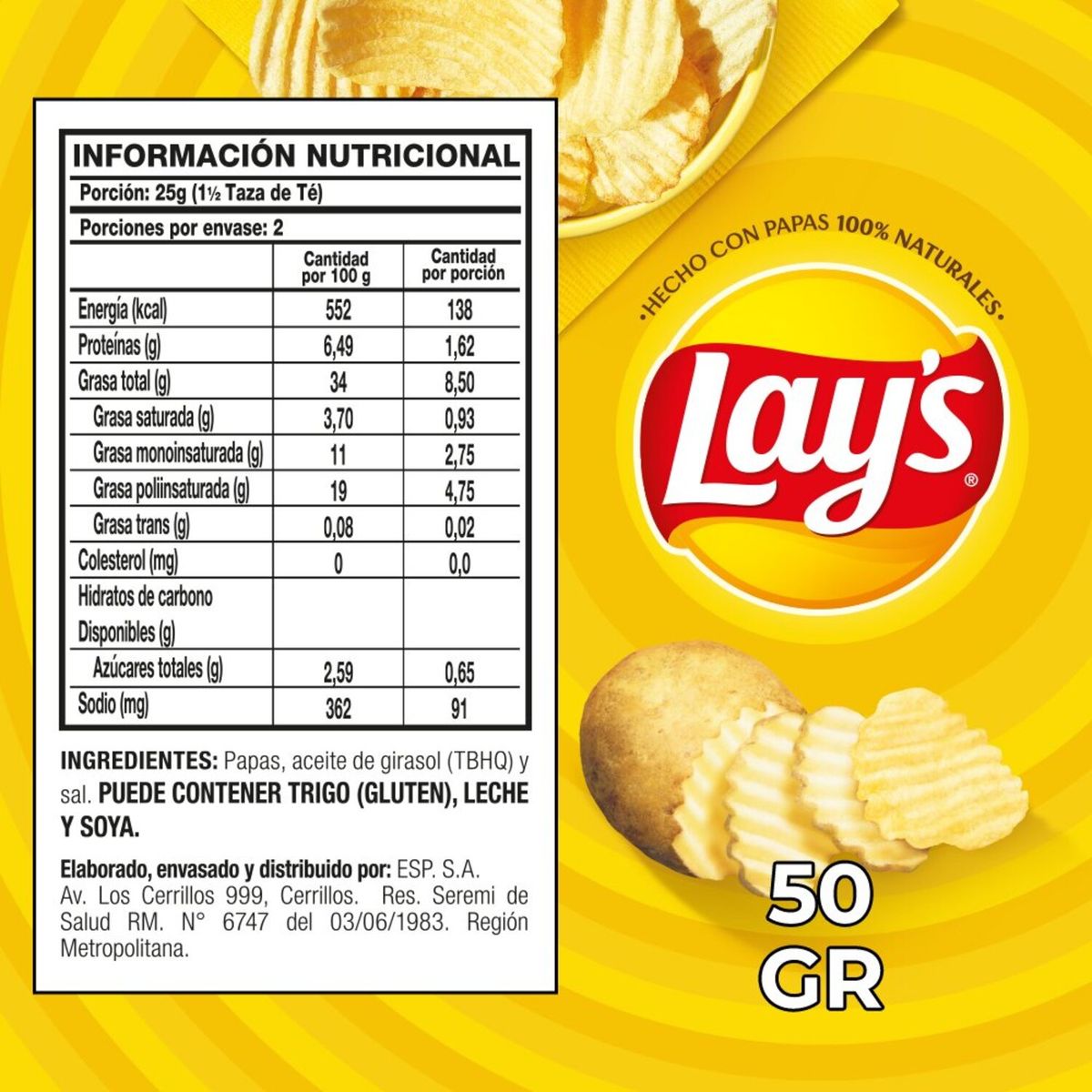 LAYS - Papas Fritas Corte Americano Lays 50 g