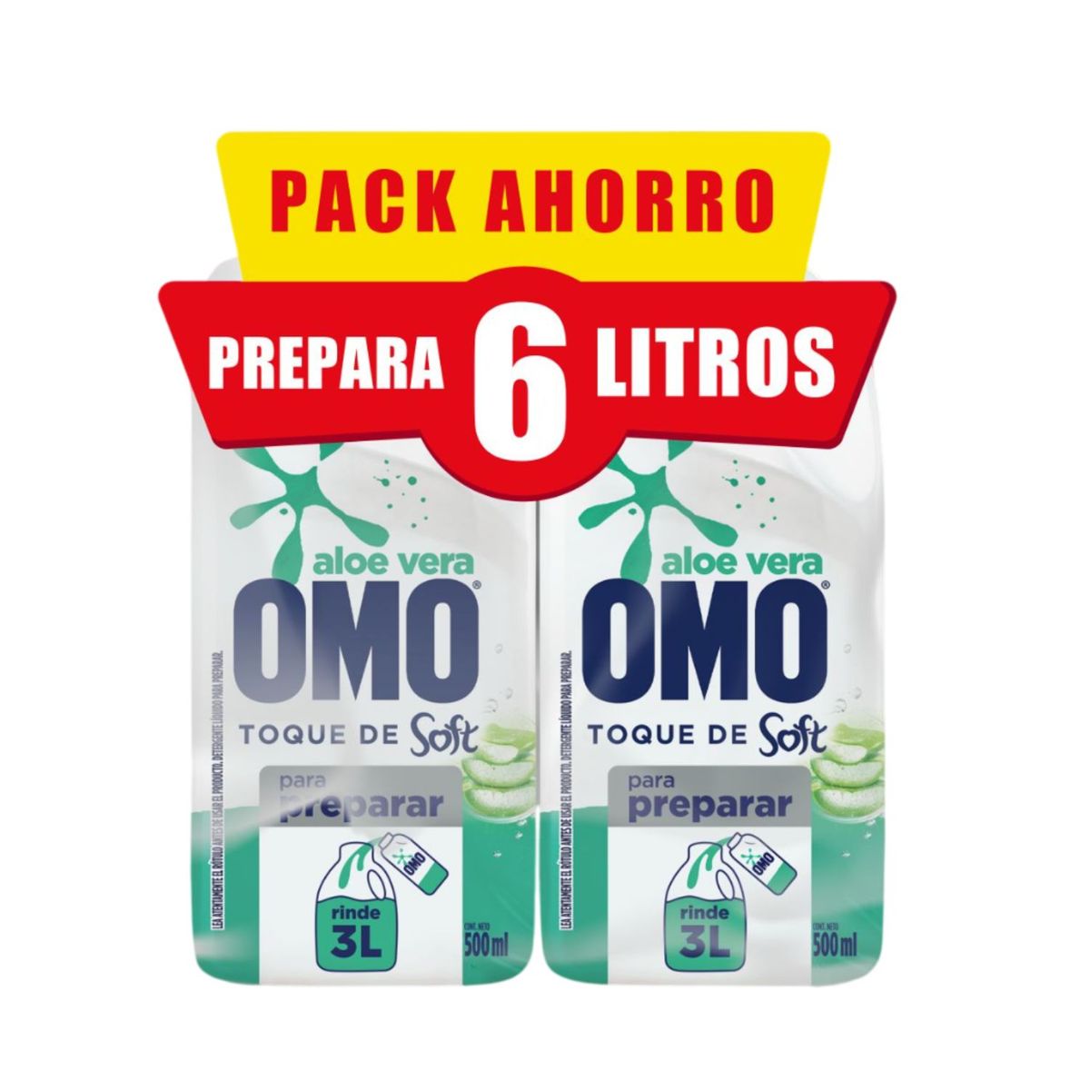 OMO - Pack Detergente Líquido para Diluir Aloe Vera Omo 2x500 ml