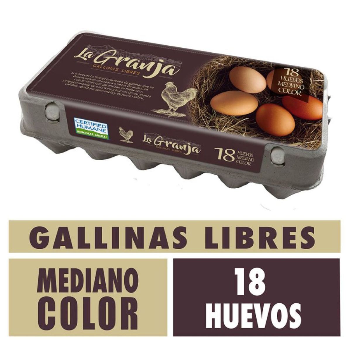 LA GRANJA - Huevo Color Mediano Gallina Libre La Granja 18 un