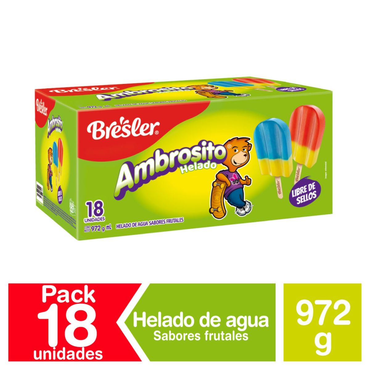 BRESLER - Pack Helado Frutal Ambrosito Bresler 18 un