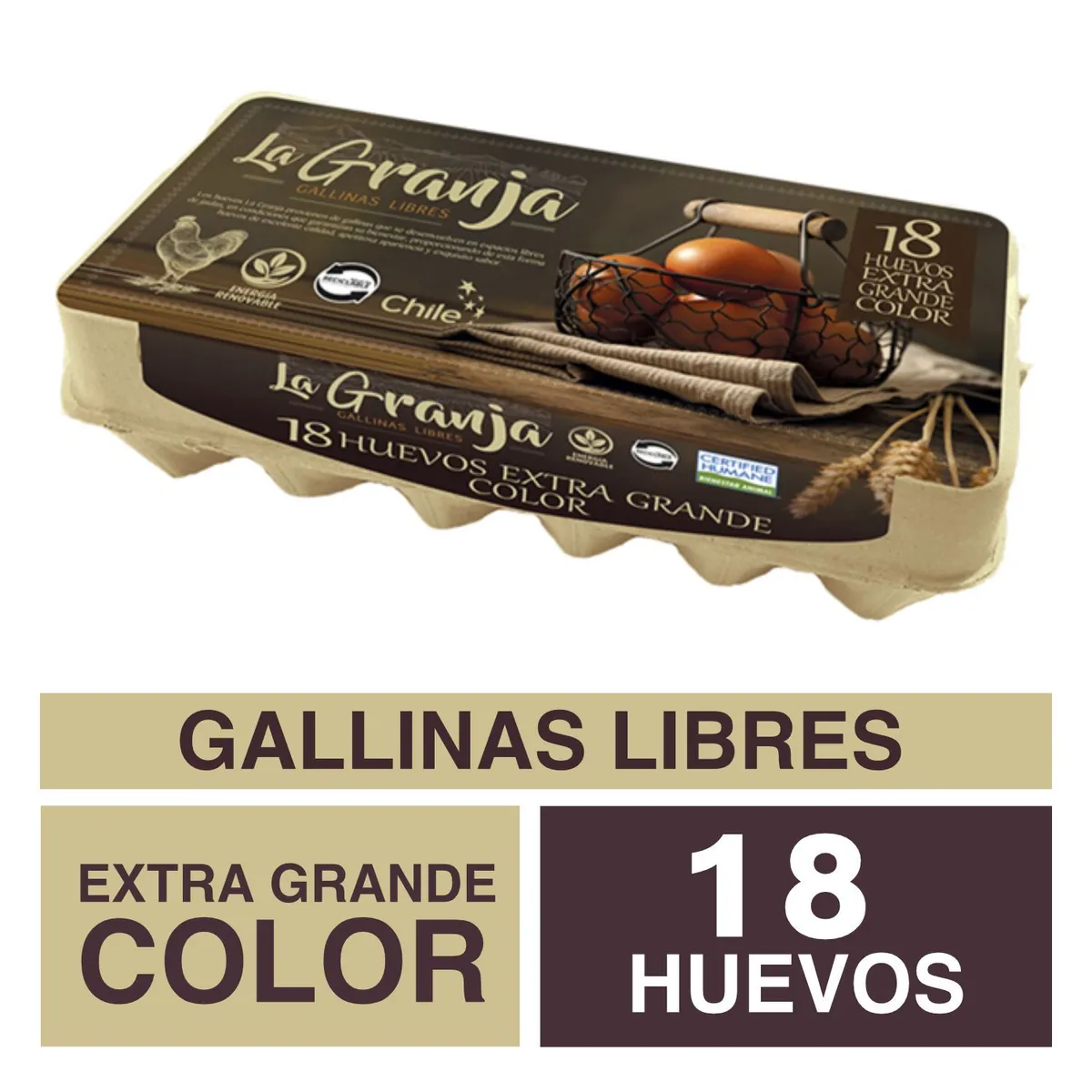 LA GRANJA - Huevo Color Extra Grande Gallina Libre La Granja 18 un