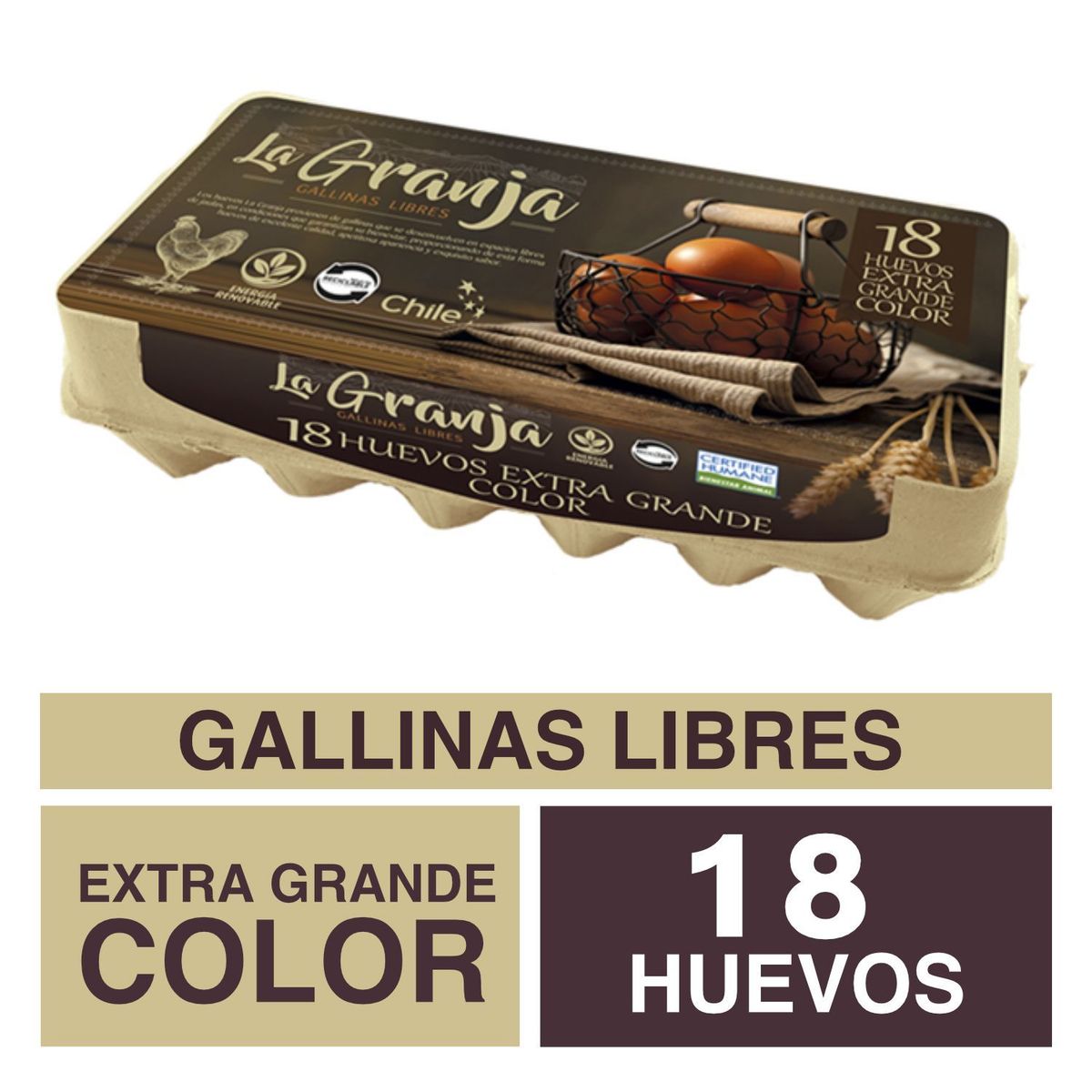 LA GRANJA - Huevo Color Extra Grande Gallina Libre La Granja 18 un