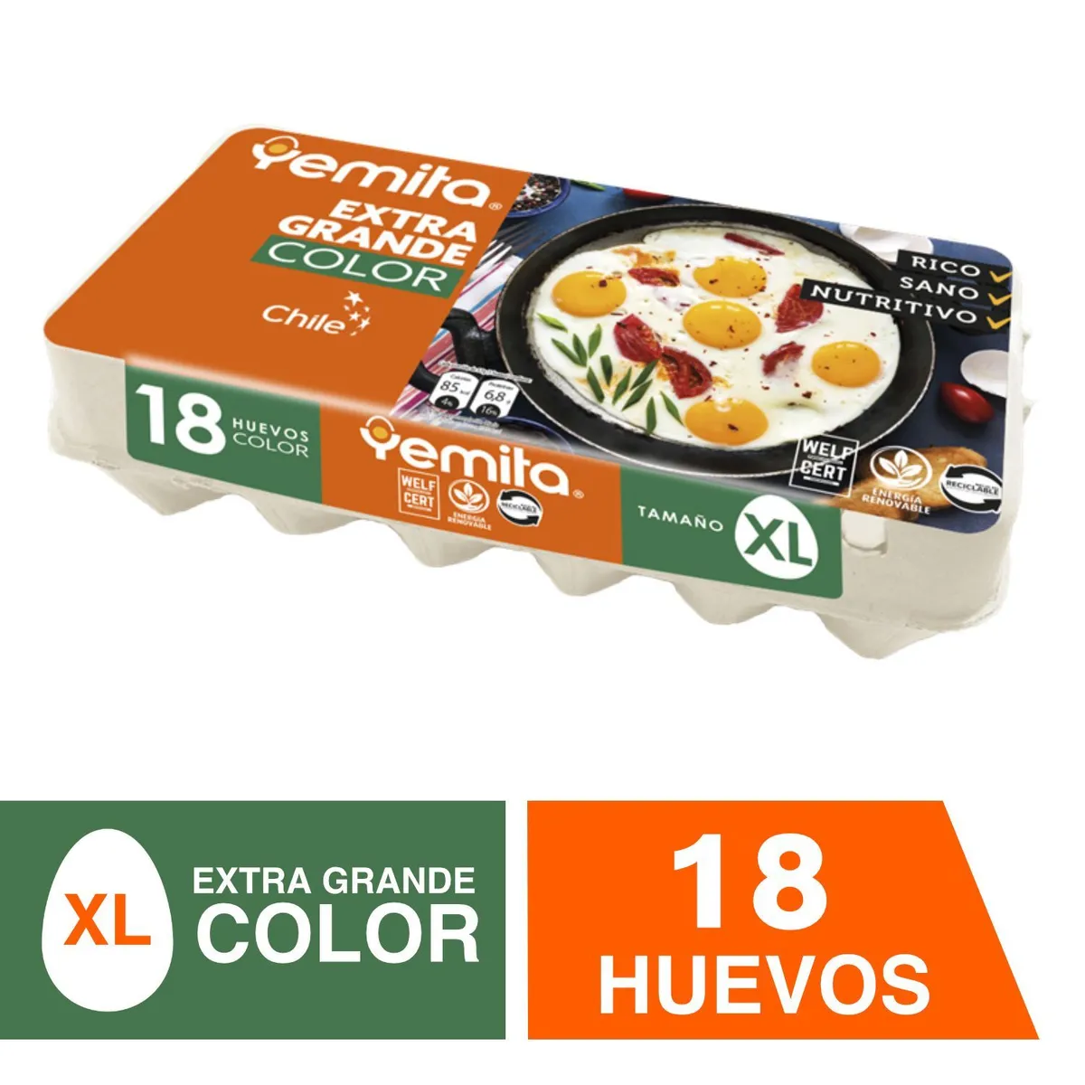 YEMITA - Huevo Color Extra Grande Yemita 18 un