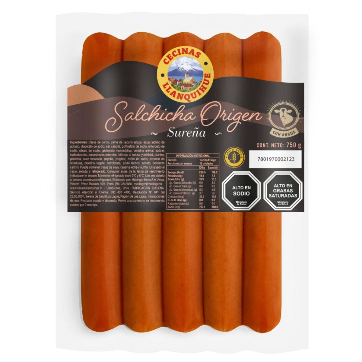 LLANQUIHUE - Salchicha Origen Sureña Llanquihue 750 gr