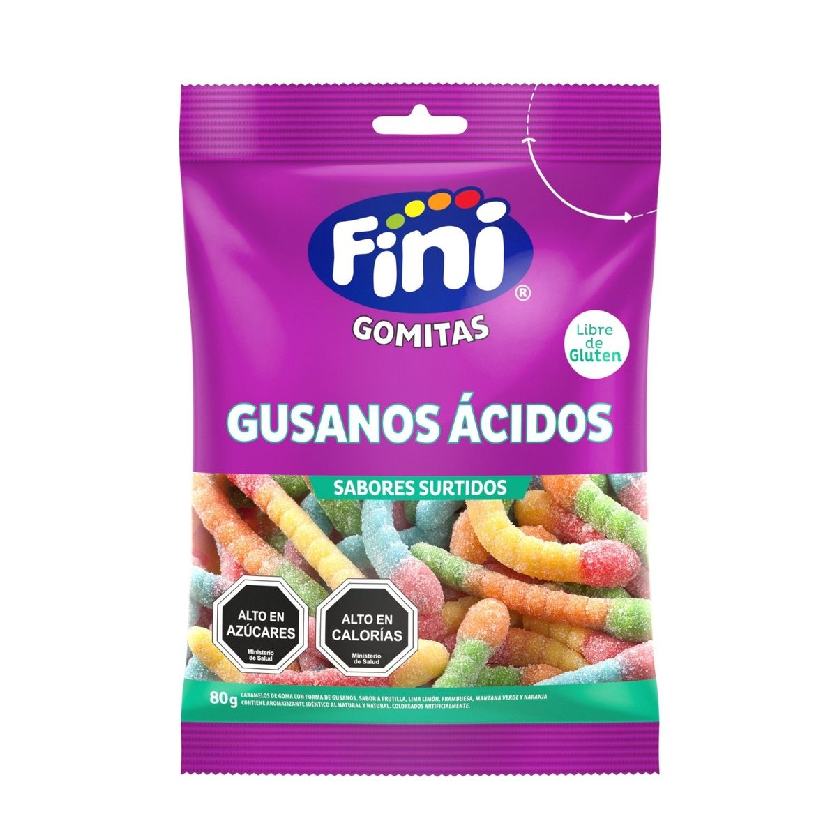 FINI - Gomitas Gusanos Ácidos Fini 80 g