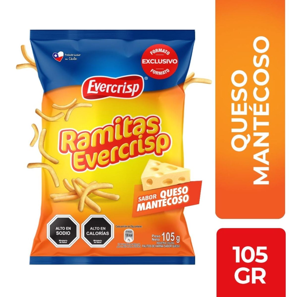 EVERCRISP - Snack Ramitas Sabor Queso Mantecoso Evercrisp 105 g