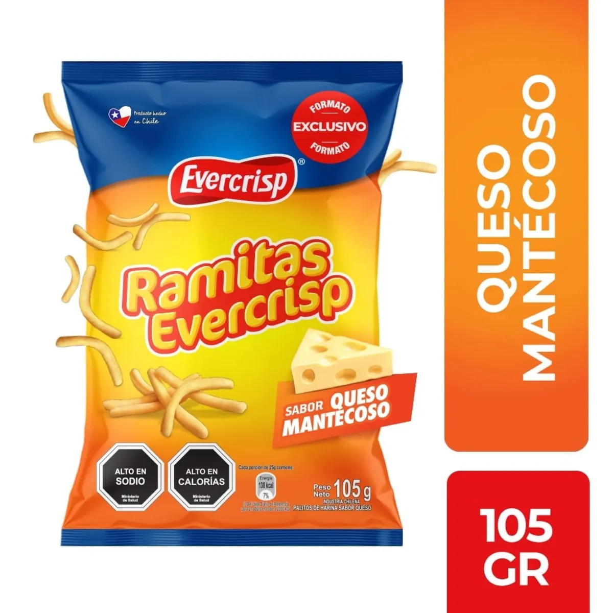 EVERCRISP - Snack Ramitas Sabor Queso Mantecoso Evercrisp 105 g