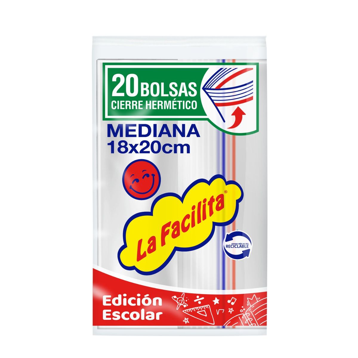  - Bolsa Cierre Hermético Mediana 18x20 La Facilita 20 un