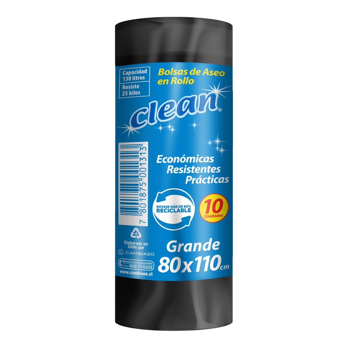  - Bolsa de Basura Grande 80x110 Clean 10 un