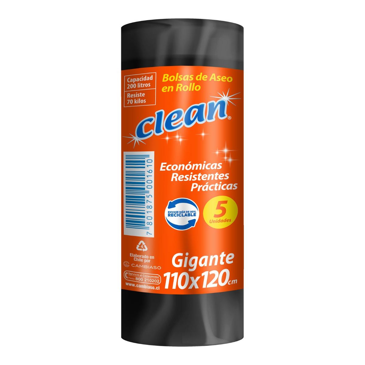  - Bolsa de Basura Gigante 110x120 Clean 5 un