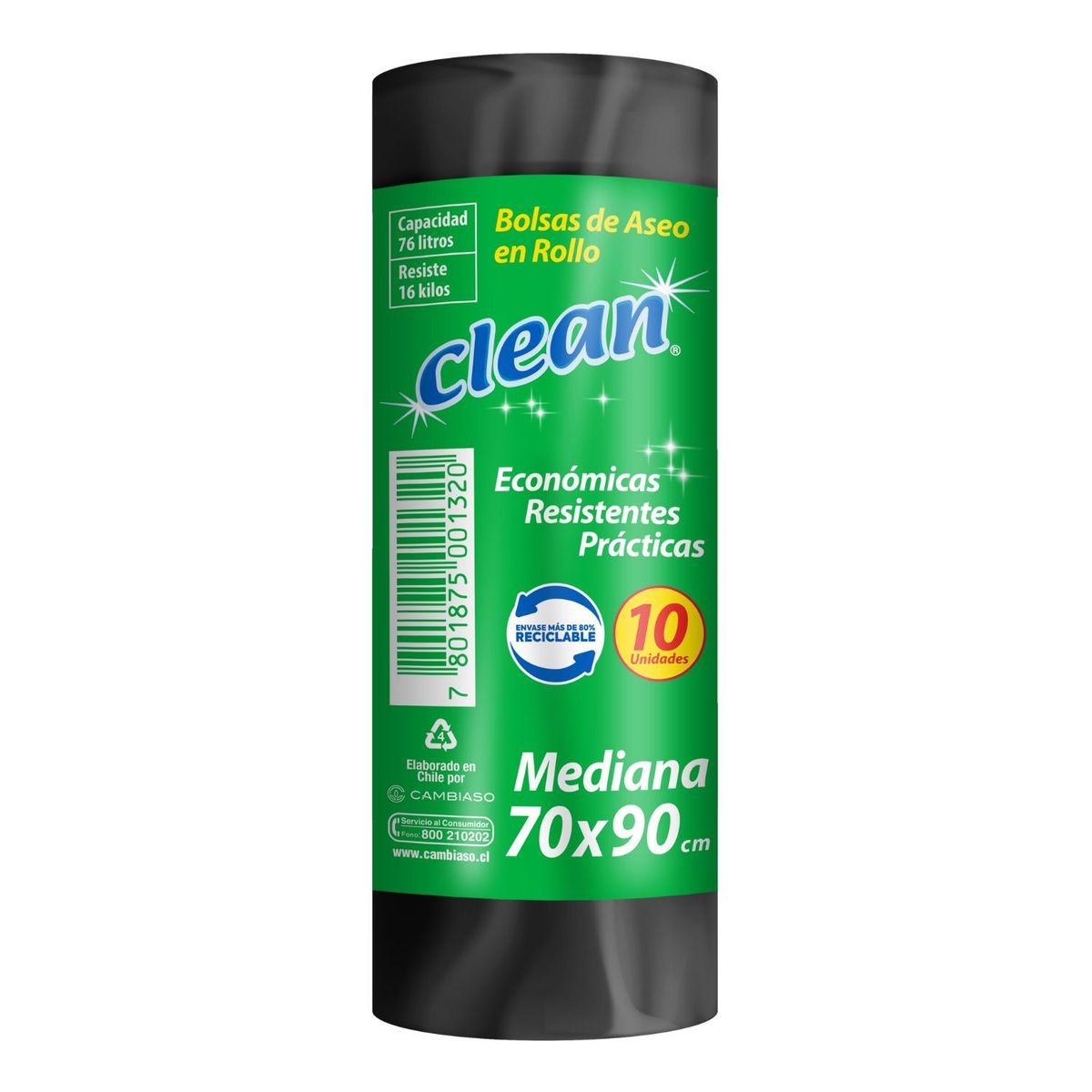  - Bolsa de Basura Mediana 70x90 Clean 10 un