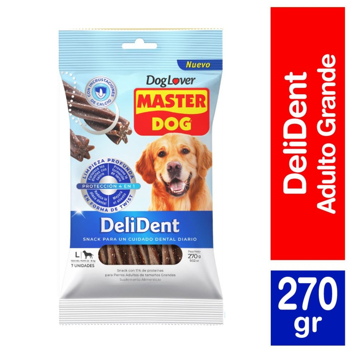 MASTER DOG - Snack para Perros Grandes Delident Master Dog 270 g