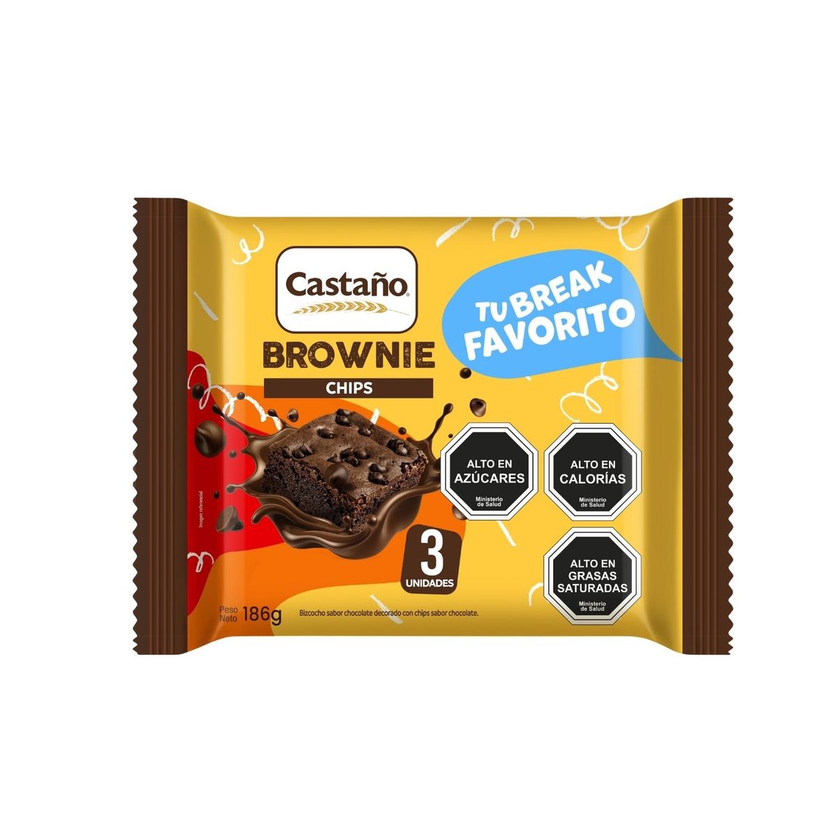 CASTAÑO - Brownie Pack Chips Castaño 186 gr