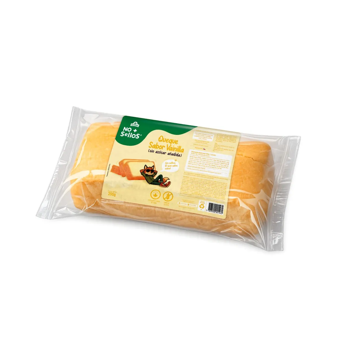  - Queque Familiar Sabor Vainilla Sin Sellos No+Sellos 200 gr