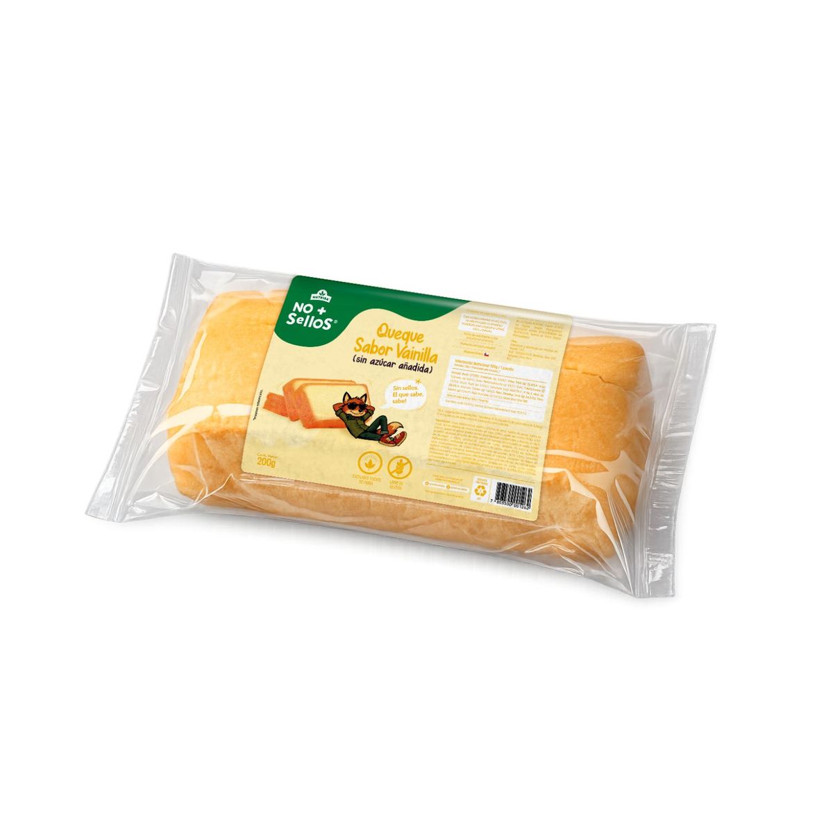  - Queque Familiar Sabor Vainilla Sin Sellos No+Sellos 200 gr