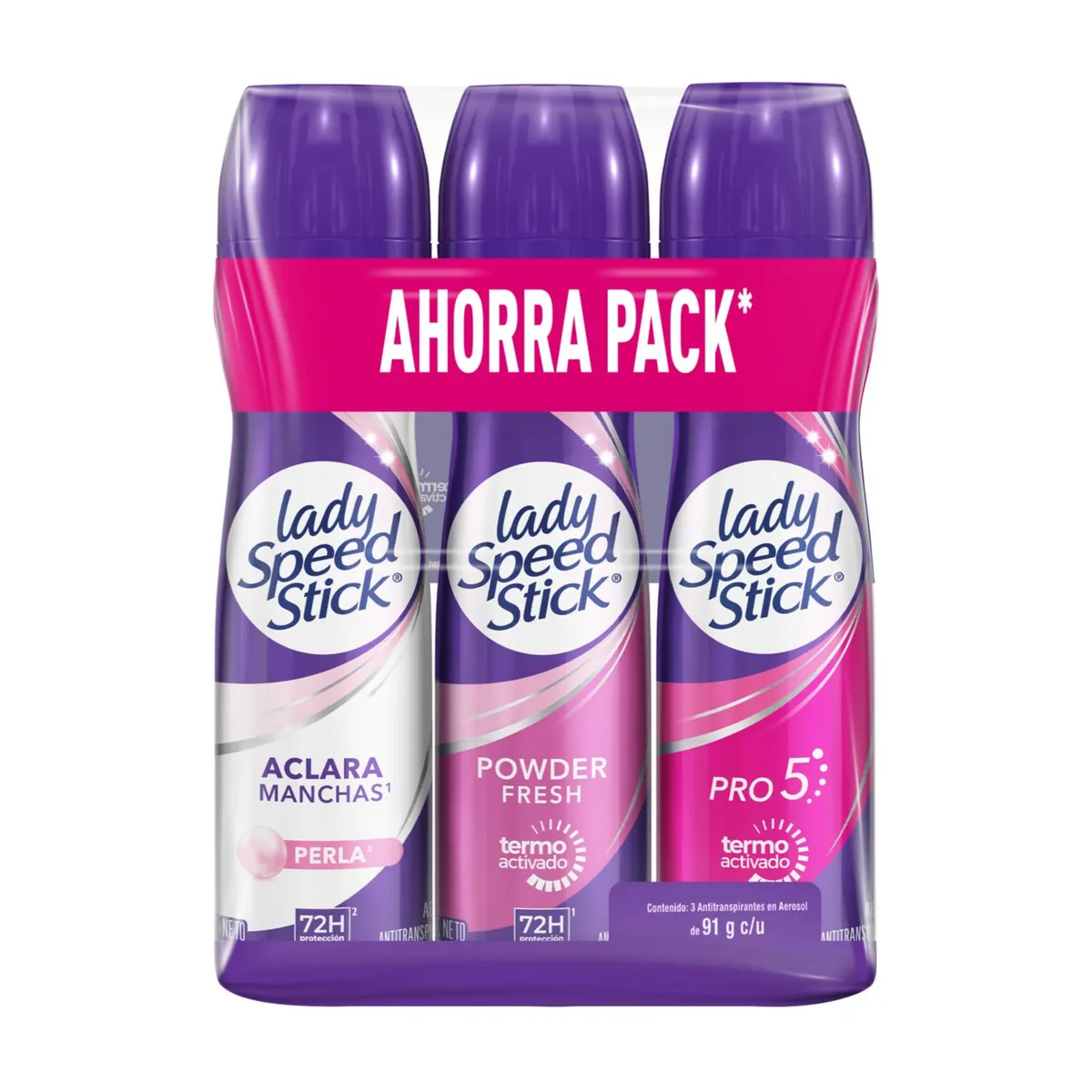 LADY SPEED STICK - Pack Desodorante Aerosol Floral y Frutal Lady Speed Stick 3x91 gr