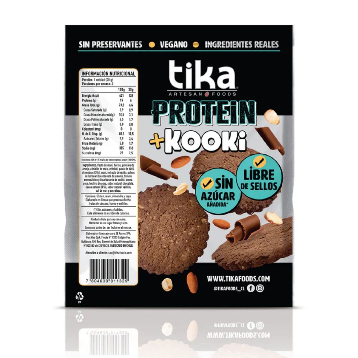 TIKA - Pack Galletones Kooki Proteín Chocolate y Nuts Tika 3 x 30 GR