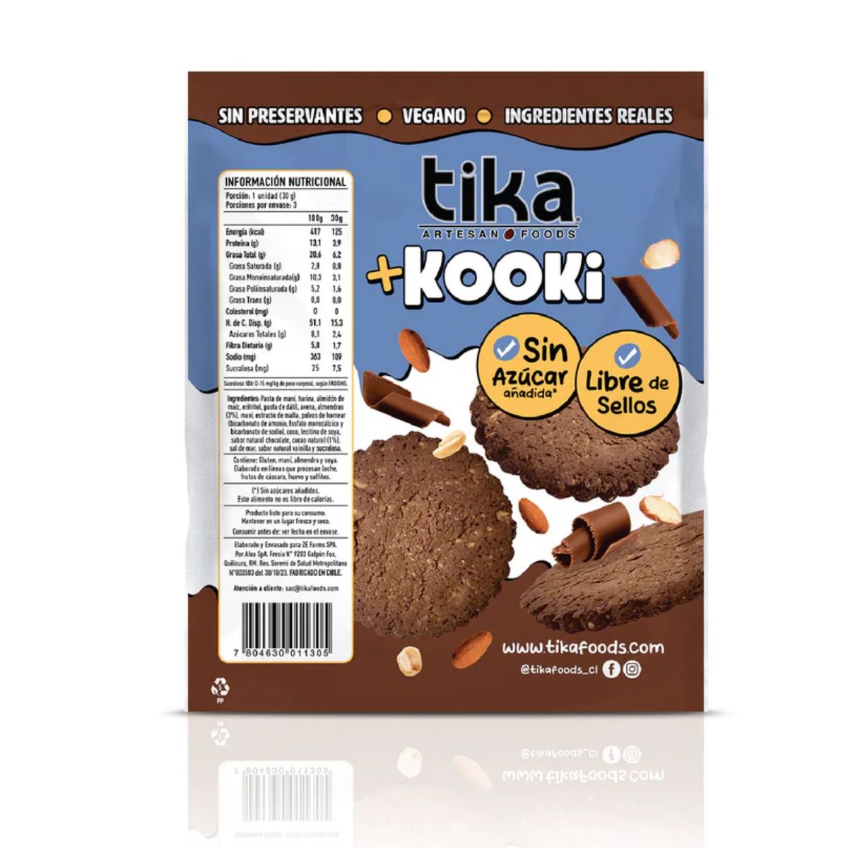 TIKA - Pack Galletones Kooki Proteín Chocolate y Almendras Tika 3 x 30 GR