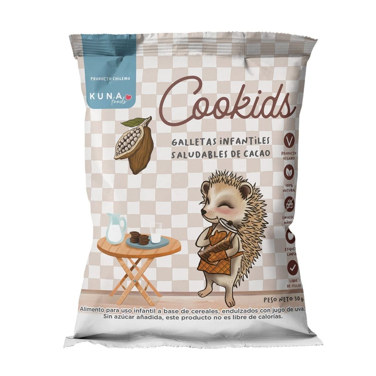 KUNA FOODS - Galletas Infantiles Cookids Cacao Kuna Foods 30 g