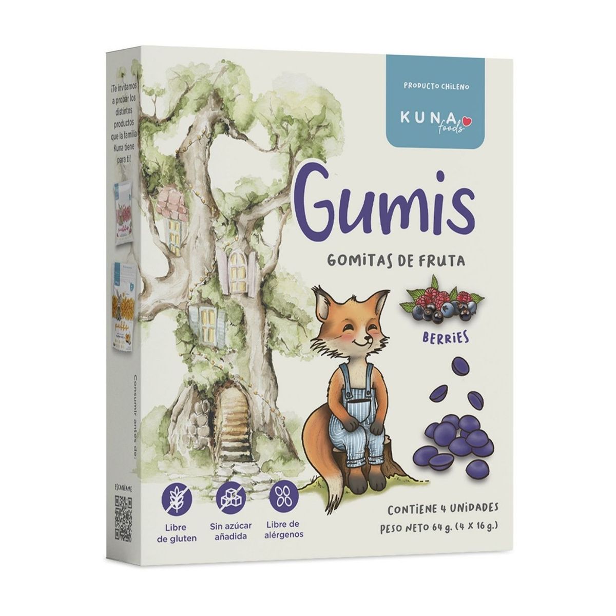 KUNA FOODS - Gomitas de Fruta Berries Kuna Foods 64 g