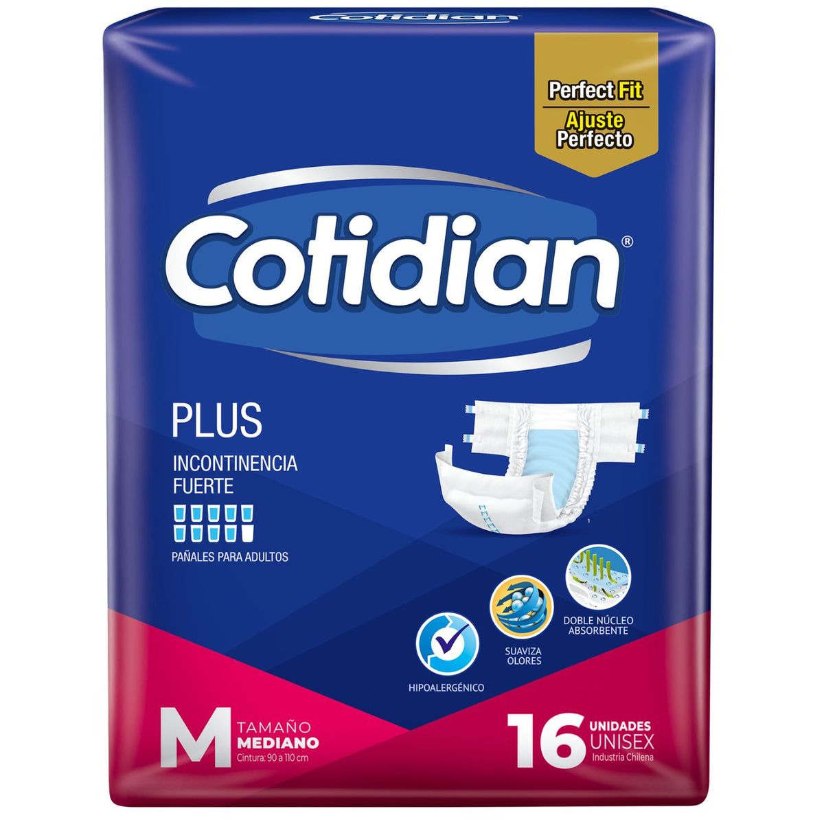 COTIDIAN - Pañales para Adulto Plus Talla M Cotidian 16 un