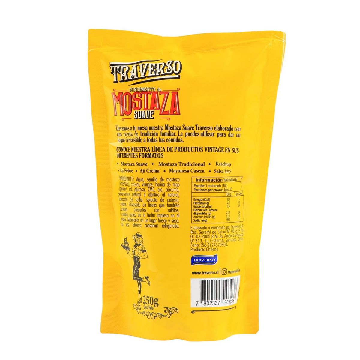TRAVERSO - Mostaza Suave Doypack Traverso 250 g