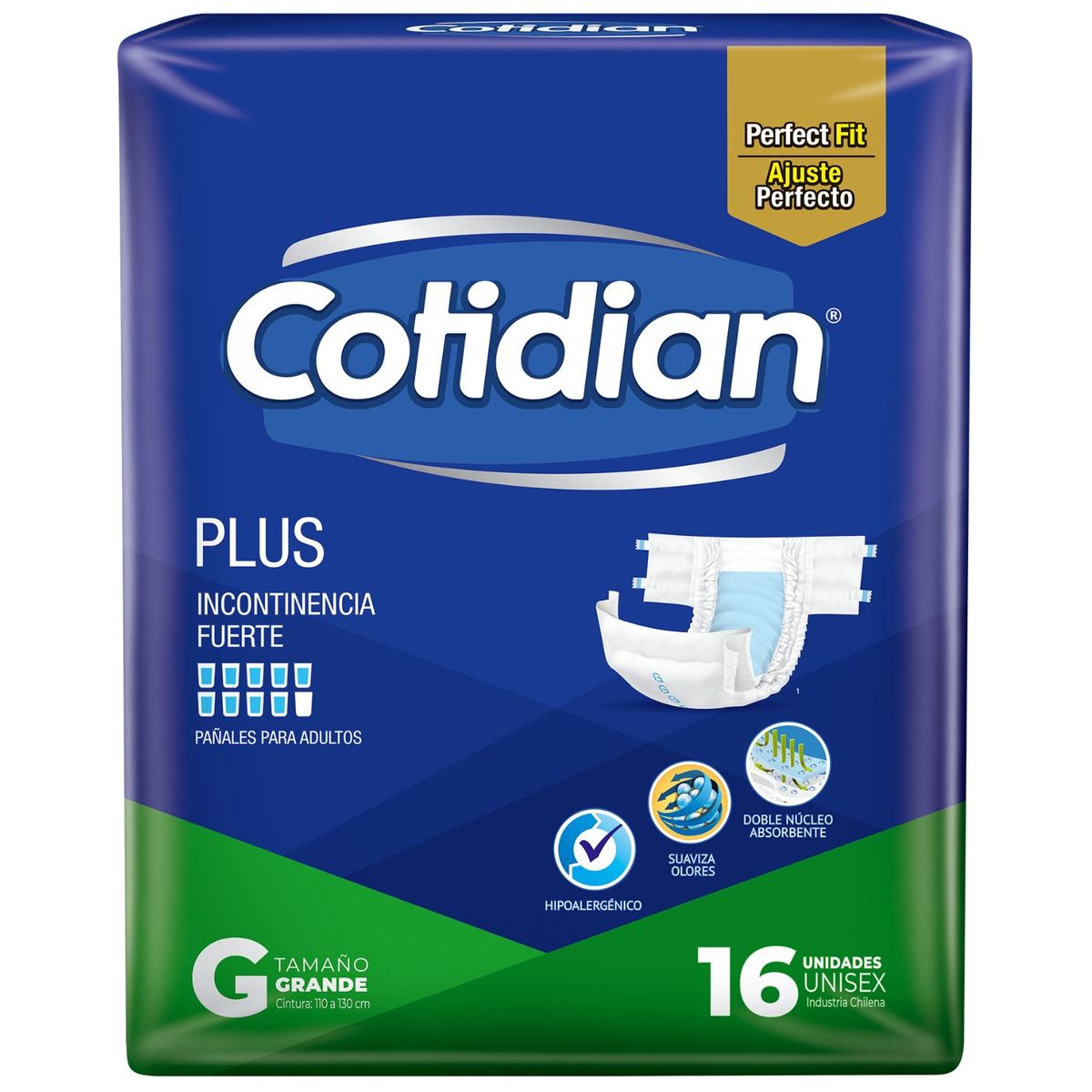 COTIDIAN - Pañales para Adulto Plus Talla G Cotidian 16 un