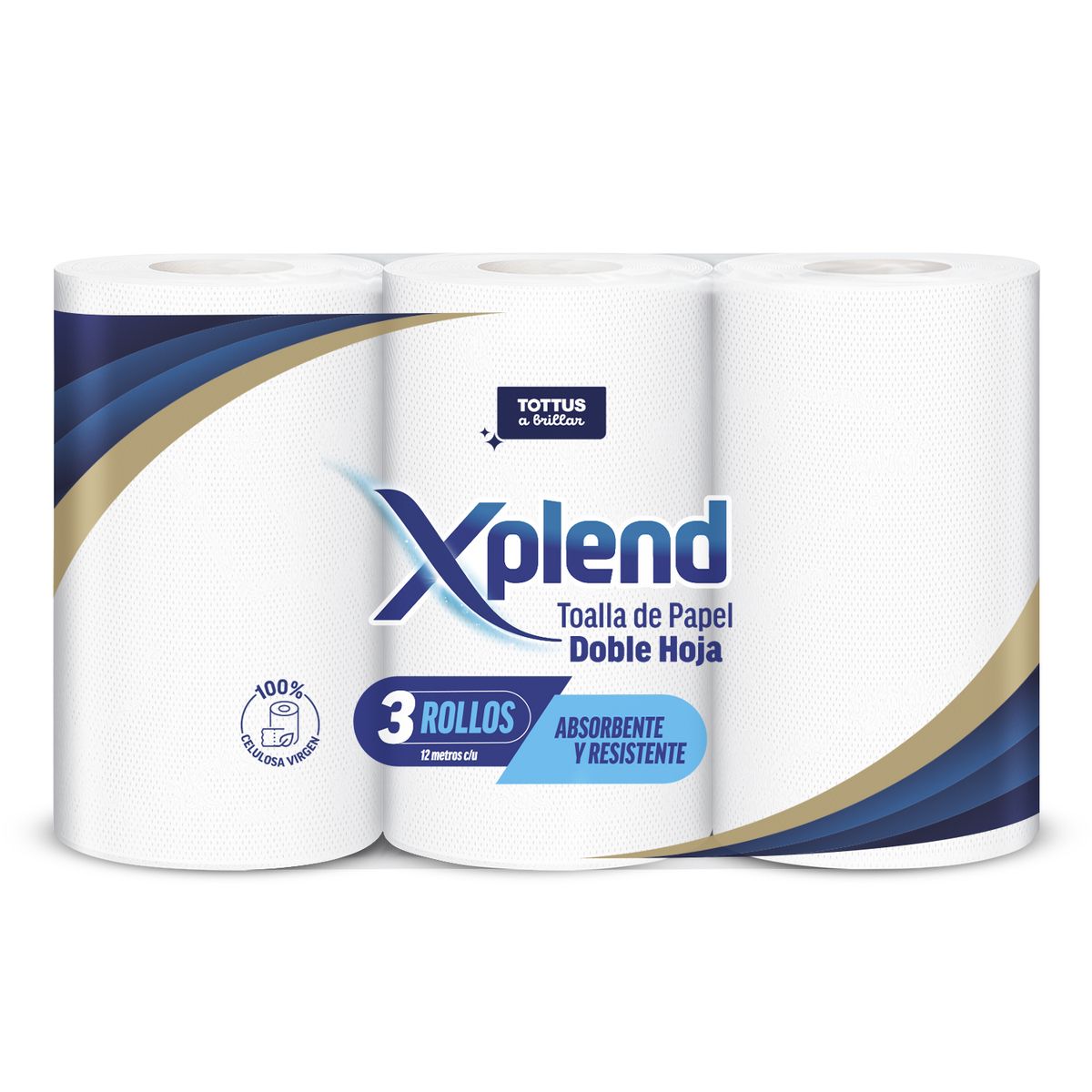 XPLEND - Pack Toalla de Papel Doble Hoja 12 mts Xplend 3 un