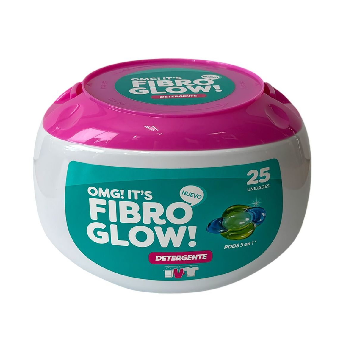 FIBRO - Detergente Ropa Pods 5 en 1 Biodegradable Fibro Glow 25 un