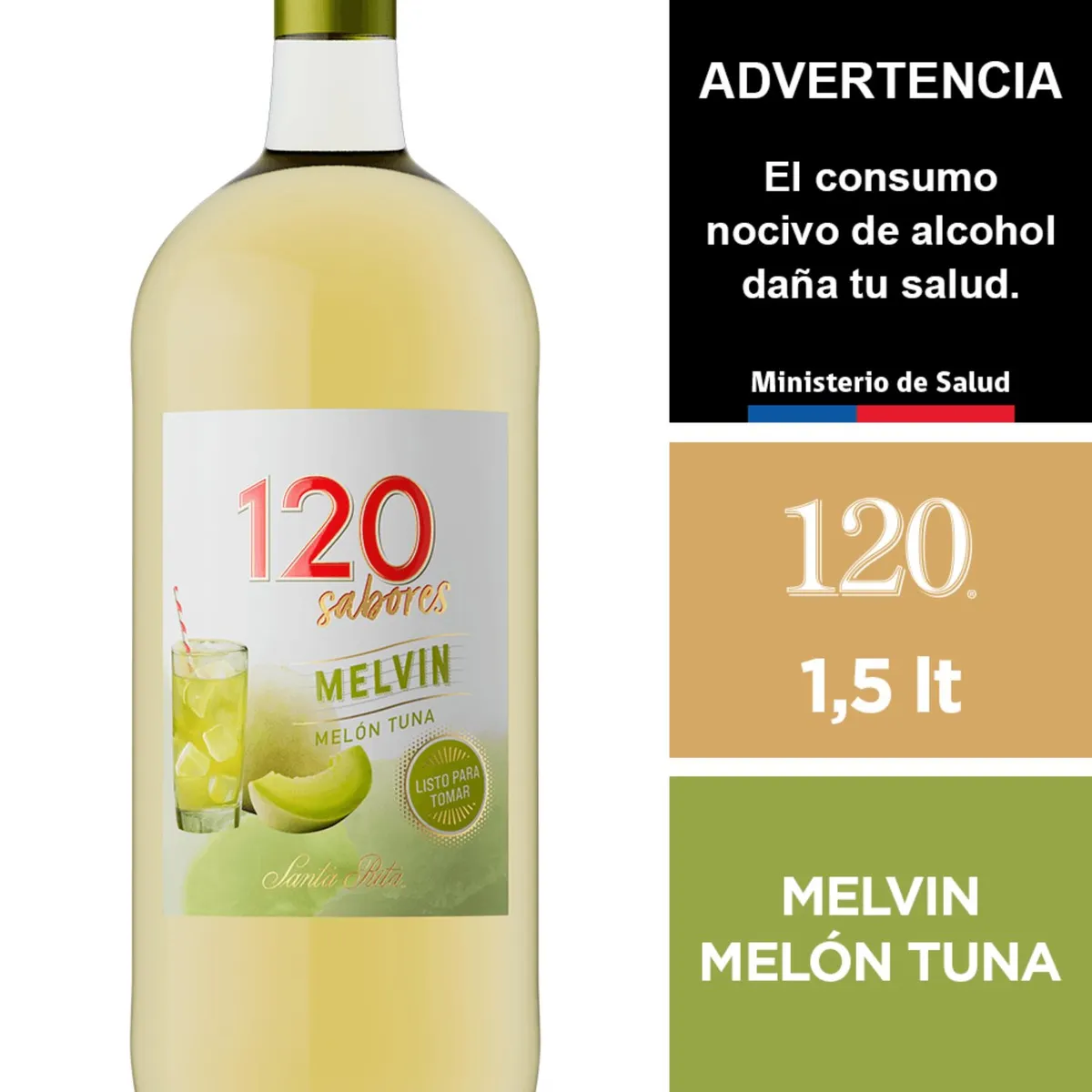 120 - Cóctel de Vino Blanco 120 Sabores Melvin Melón Tuna 9° 1.5 L